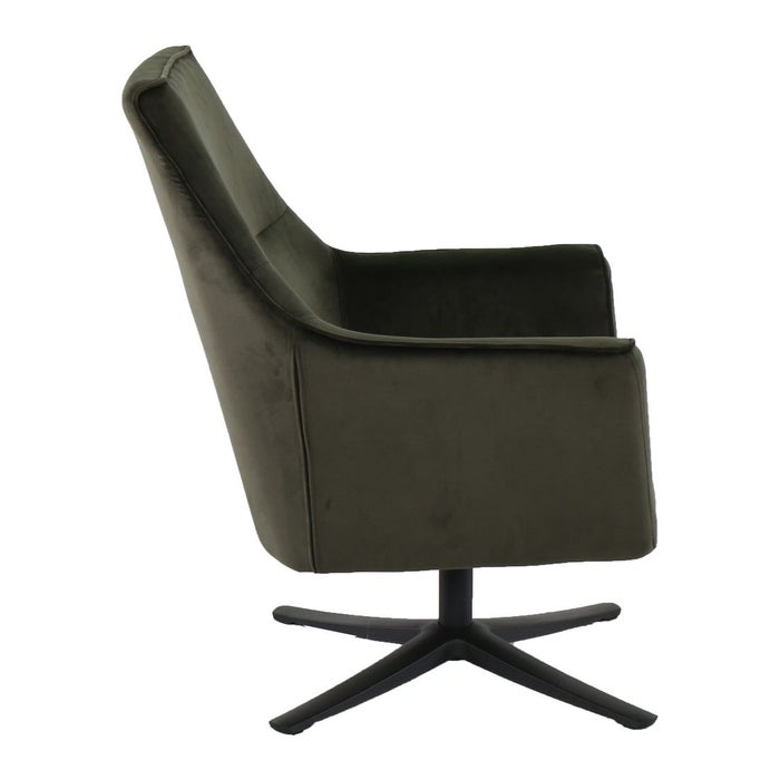 Altic Arm Chair - Black Steel - Dark Green Velvet