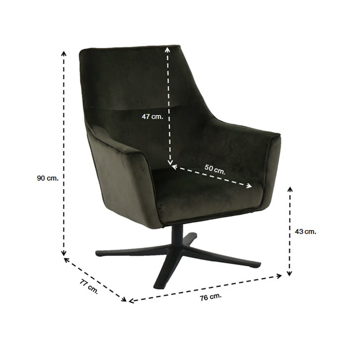 Altic Arm Chair - Black Steel - Dark Green Velvet