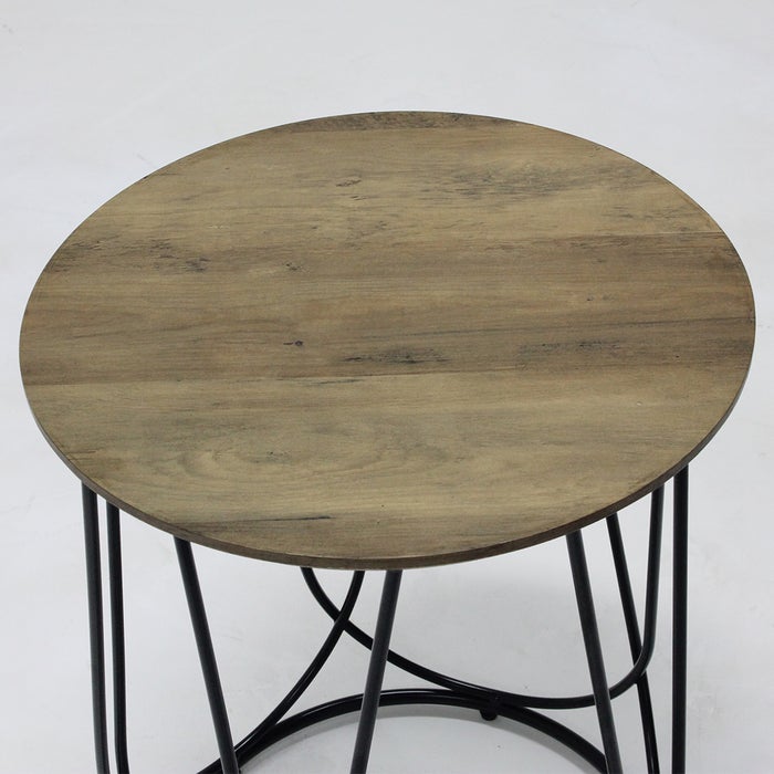 Sanity End Table D40 - Black Leg - Natural Wood