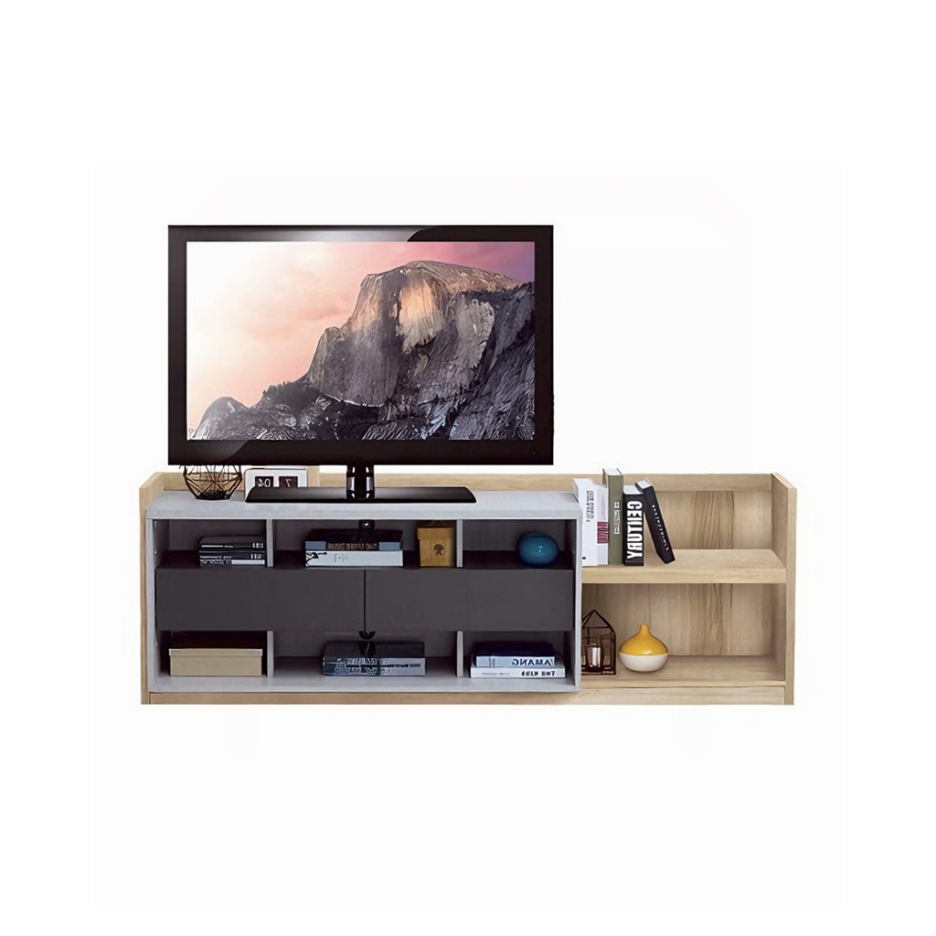 [19141627] Hezzen Sideboard 180cm Wide TV180L - Lindberg Oak/Denim-Dark Grey