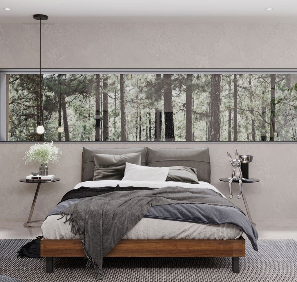 [19231135] Tanner Bed BWF 6ft - legato Walnut/Gray Cushion