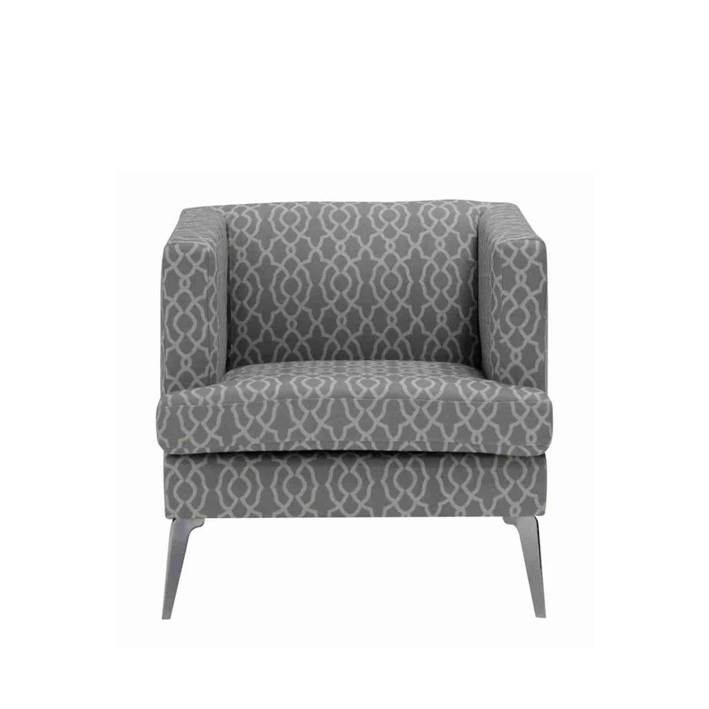 Mariya Arm Chair-Chorome/Green Fabric/Grey Striped