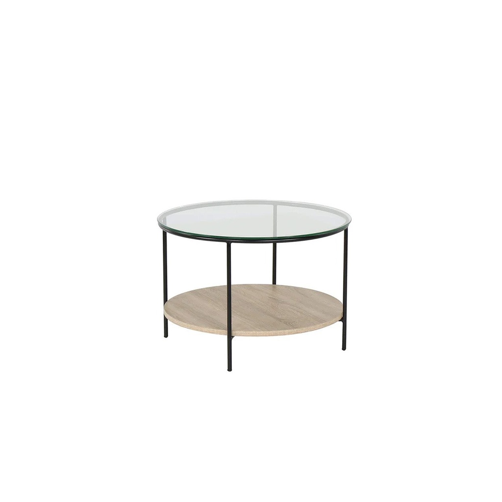 Looms Darus Coffee Table- Clear Glass/Wood