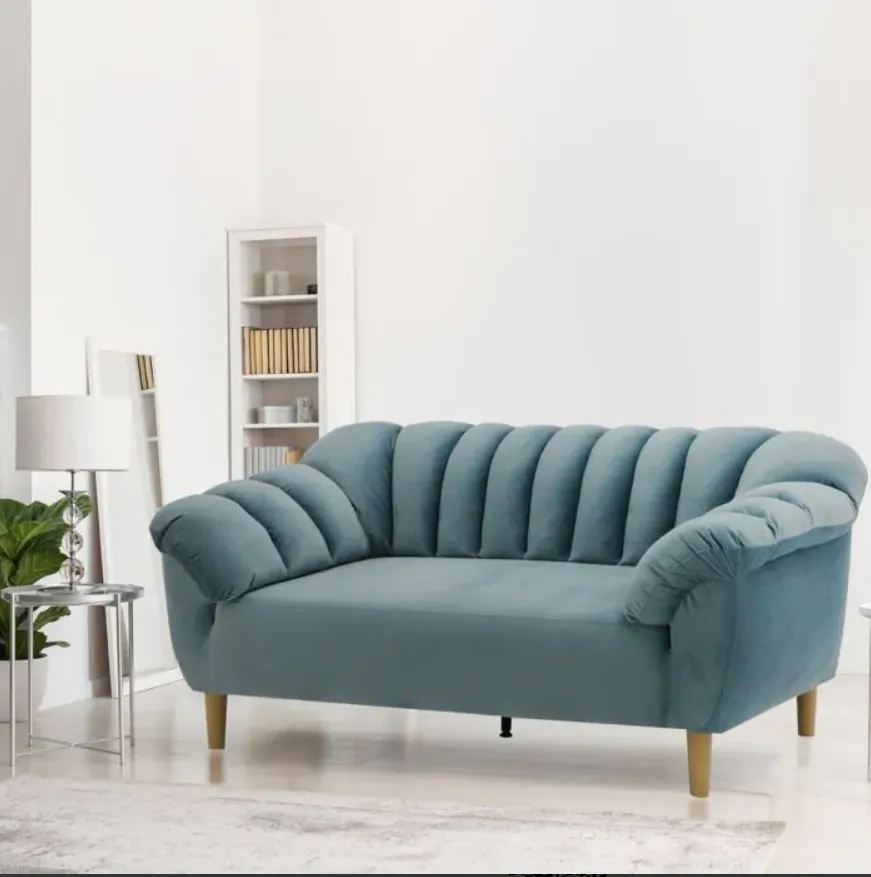 [19217082] Rosee Sofa 2Seater-Wood Plastic Leg/Light Blue Fabric
