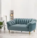 Rosee Sofa 2Seater-Wood Plastic Leg/Light Blue Fabric