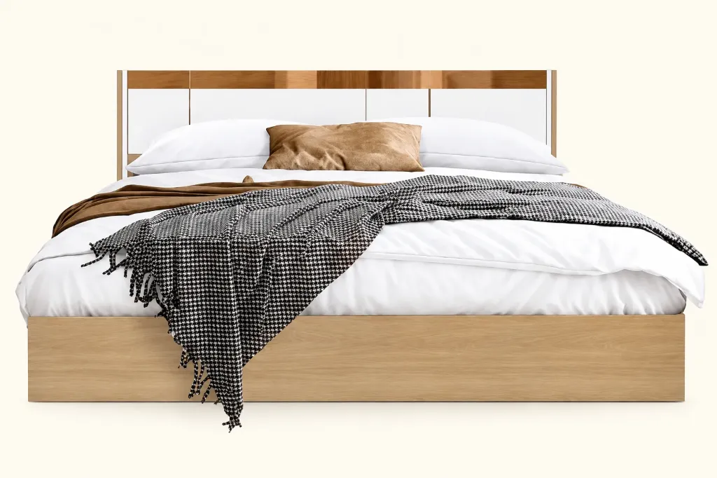 [19214854] Adison #2/Bed 6ft- Solid Oak/White