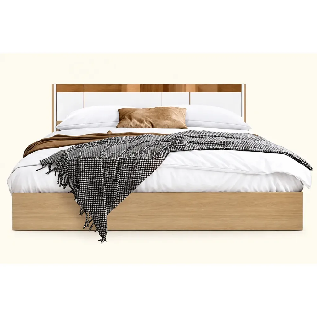 [19214854] Adison #2/Bed 6ft- Solid Oak/White