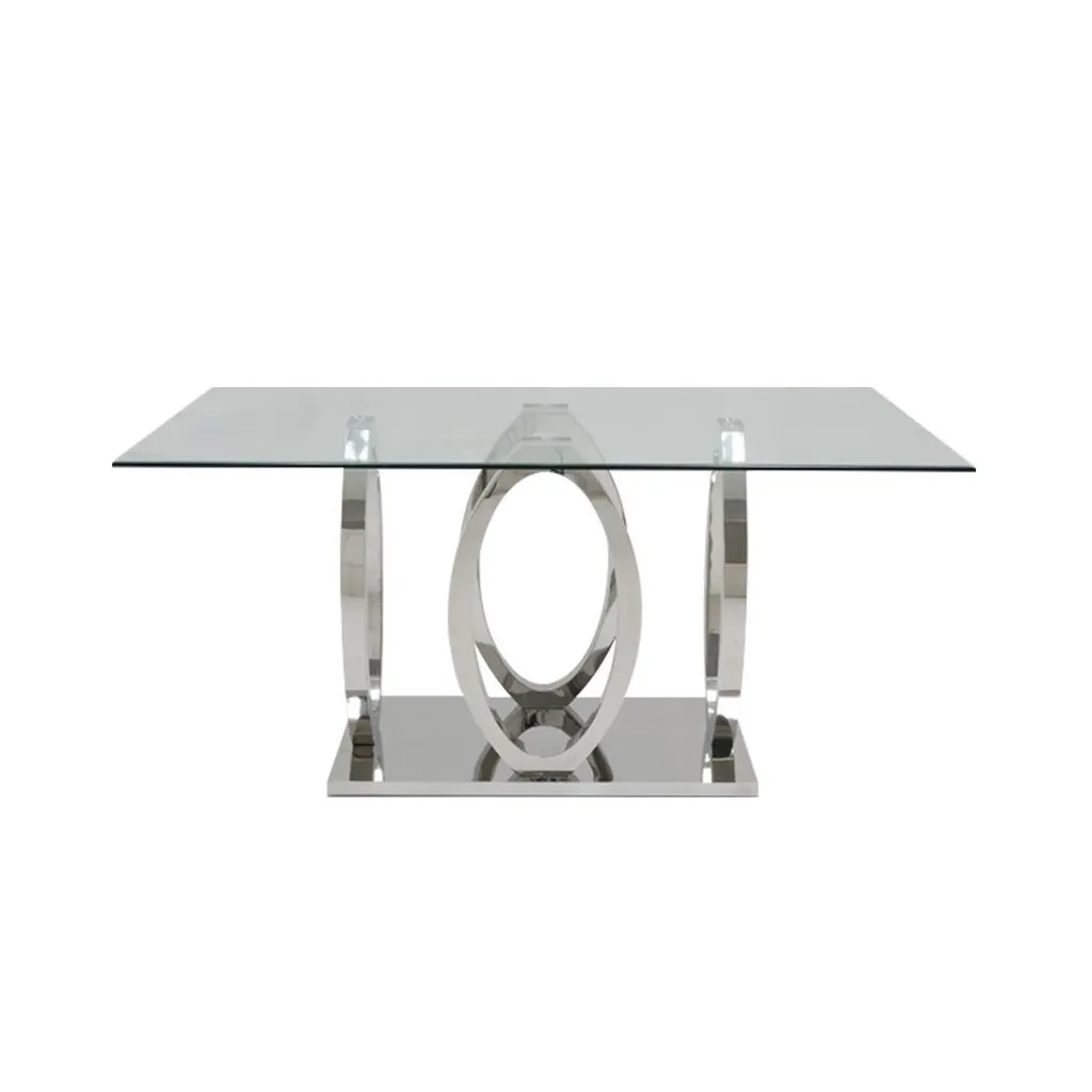 Lalonte Dining table A160/Stainless/Clear Glass