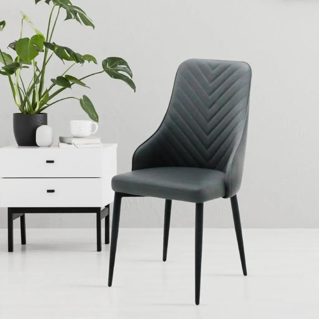 Ladell/Dining Chair/Black Steel/SL Dark Grey