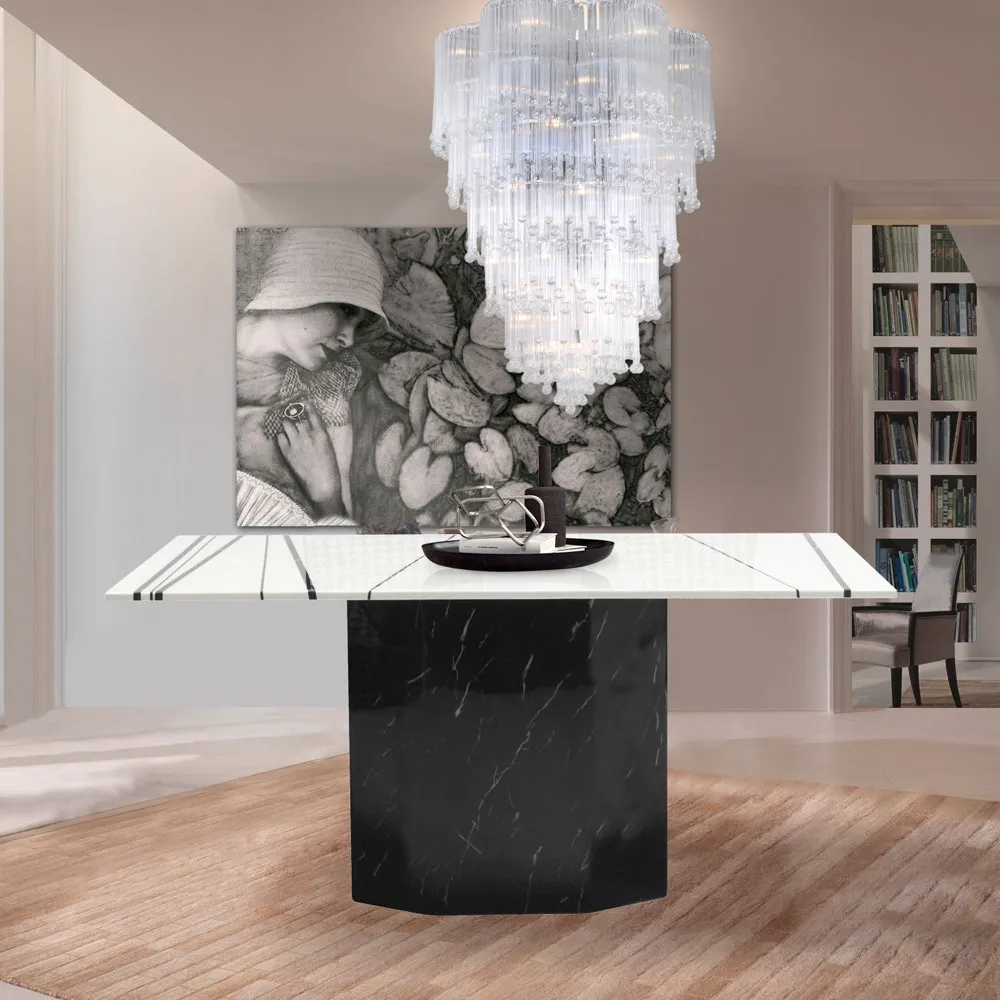 Dining Table Fecon-A160 Stone Leg#F Black/#F White/Black
