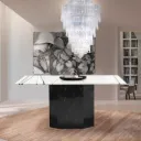 Dining Table Fecon-A160 Stone Leg#F Black/#F White/Black