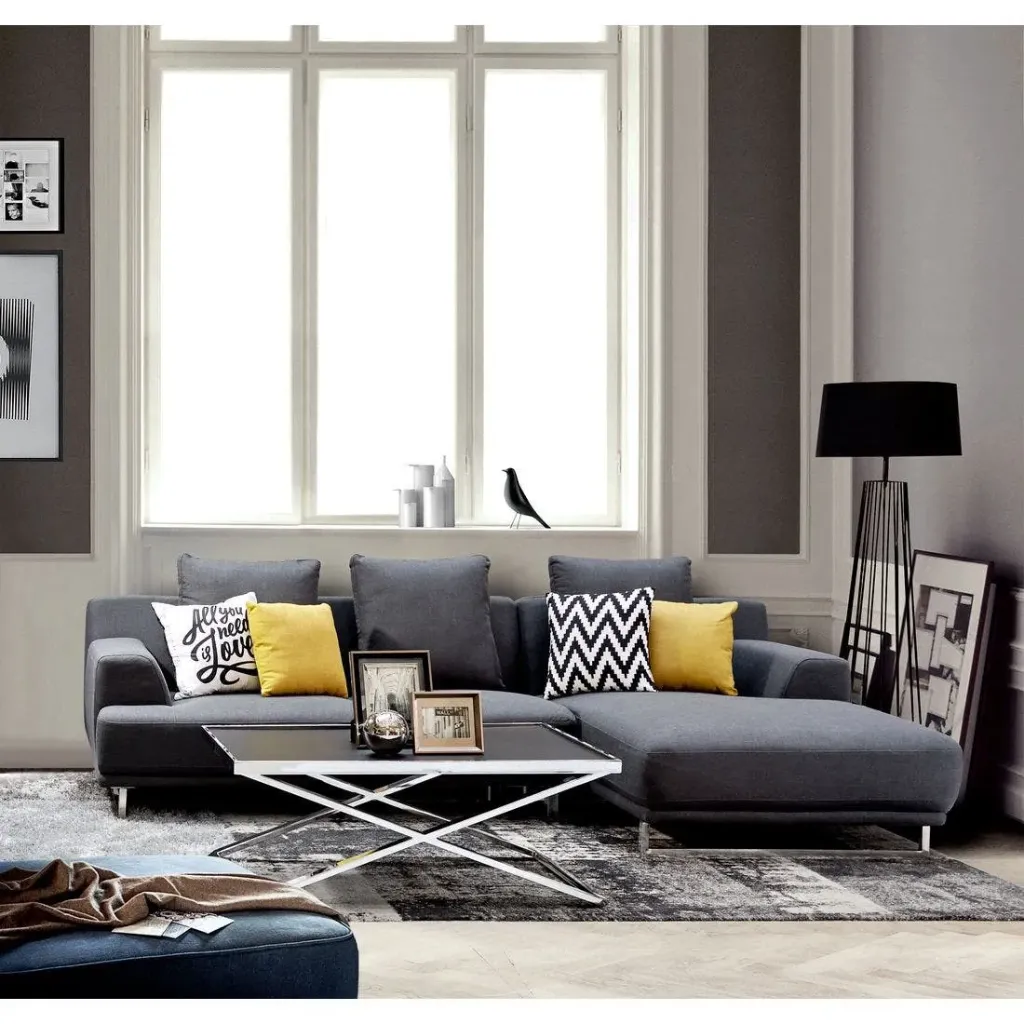 [19114085] Girly Sofa - Right Corner - Fabric Dark Grey