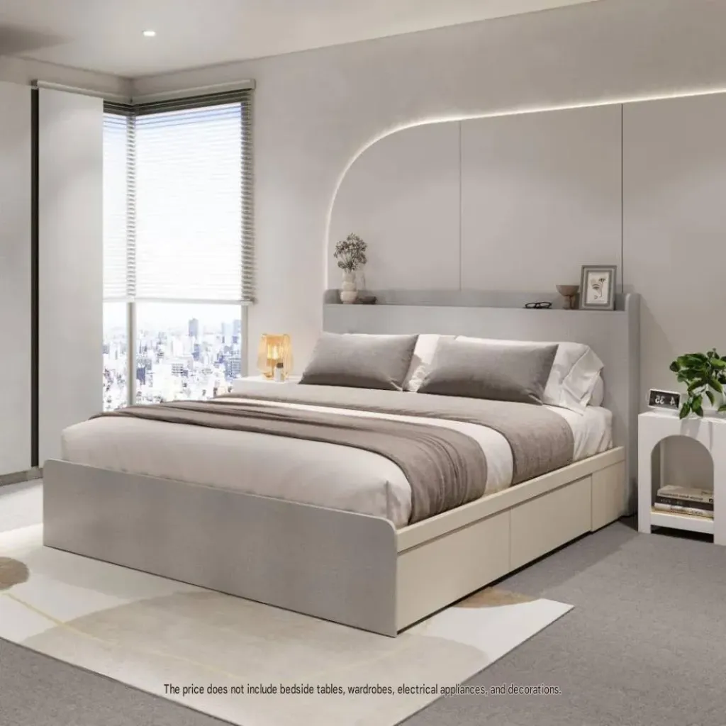 Aiko Bed BW 5ft/M-SC/Cream Linen/White Linen