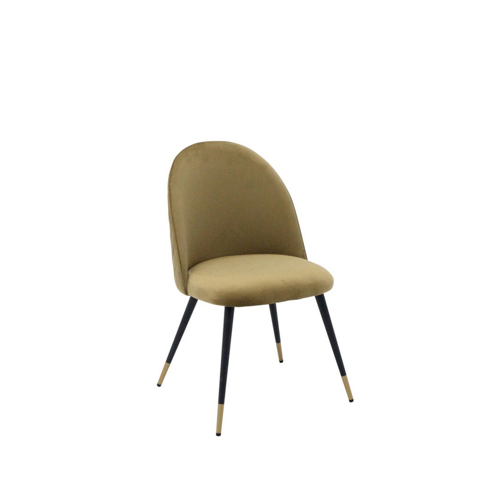 Lisala Dining Chair - Steel Black /Gold/Brown Velvet