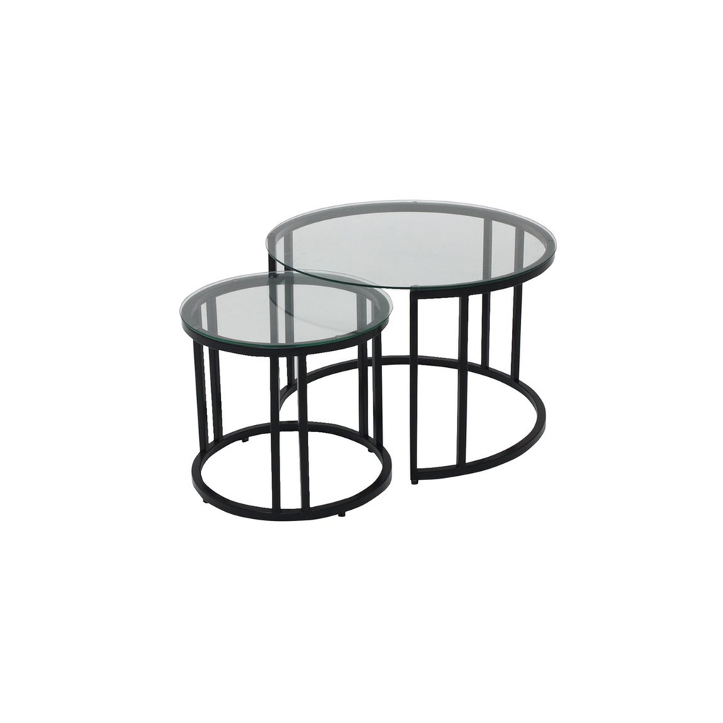 Brinley Coffee Table-Steel Black Leg/Clear Glass Top