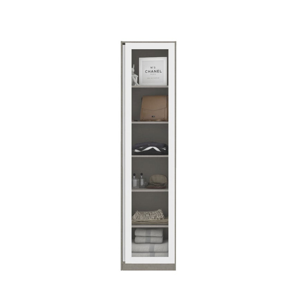 Blox Wardrobe WO50-60-210/OP-D/Door DE04R - White Linen/Clear Glass