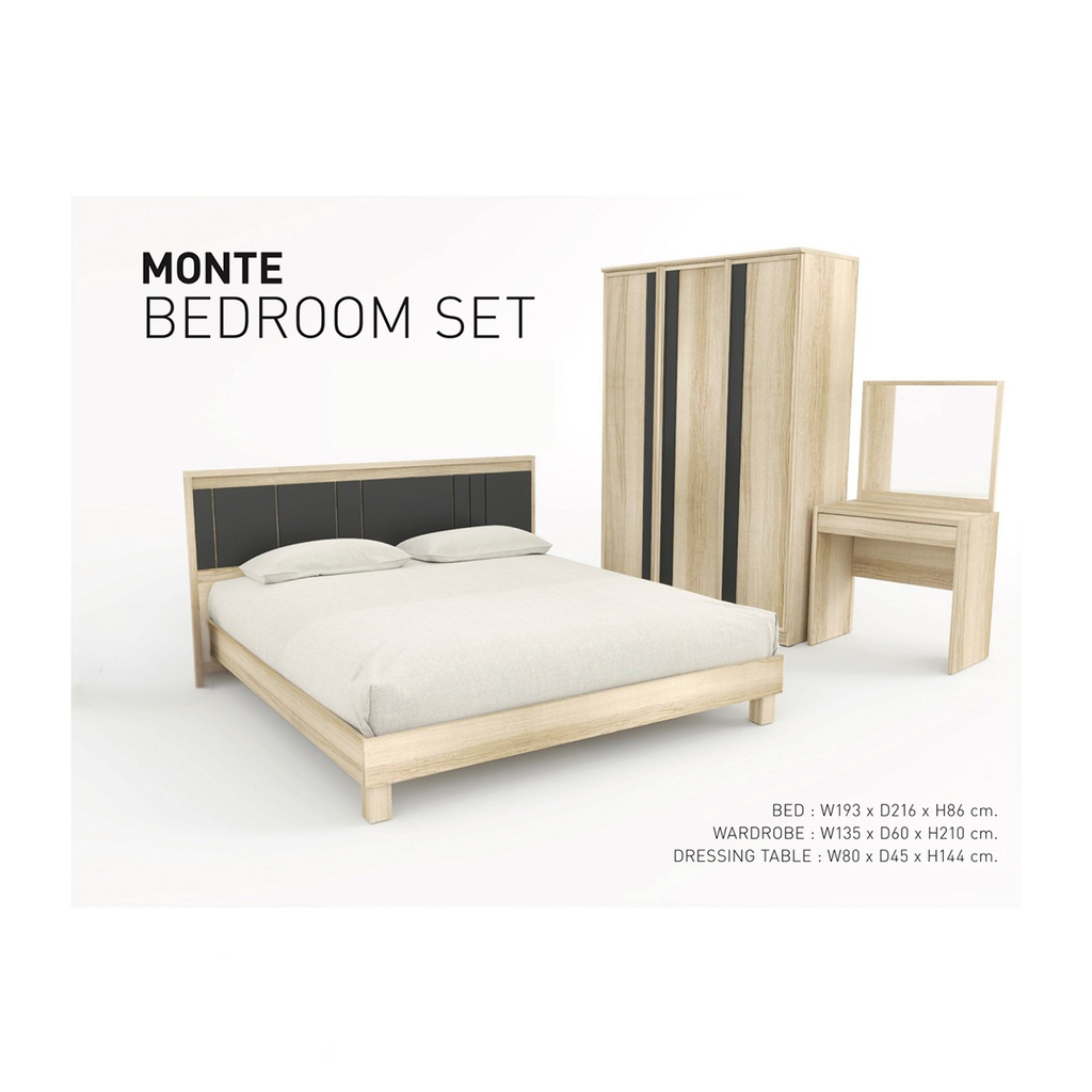 Monte-5ft. Bedroom Set Lindberg Oak Dark Gray