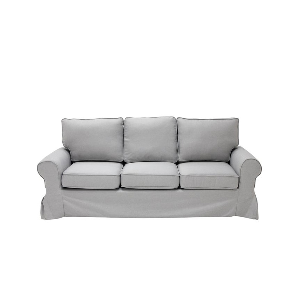 Rayna Sofa 3 Seater - Black Plastic Leg - Light Grey