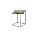 Saki End Table D40 - White Steel/ Natural Wood