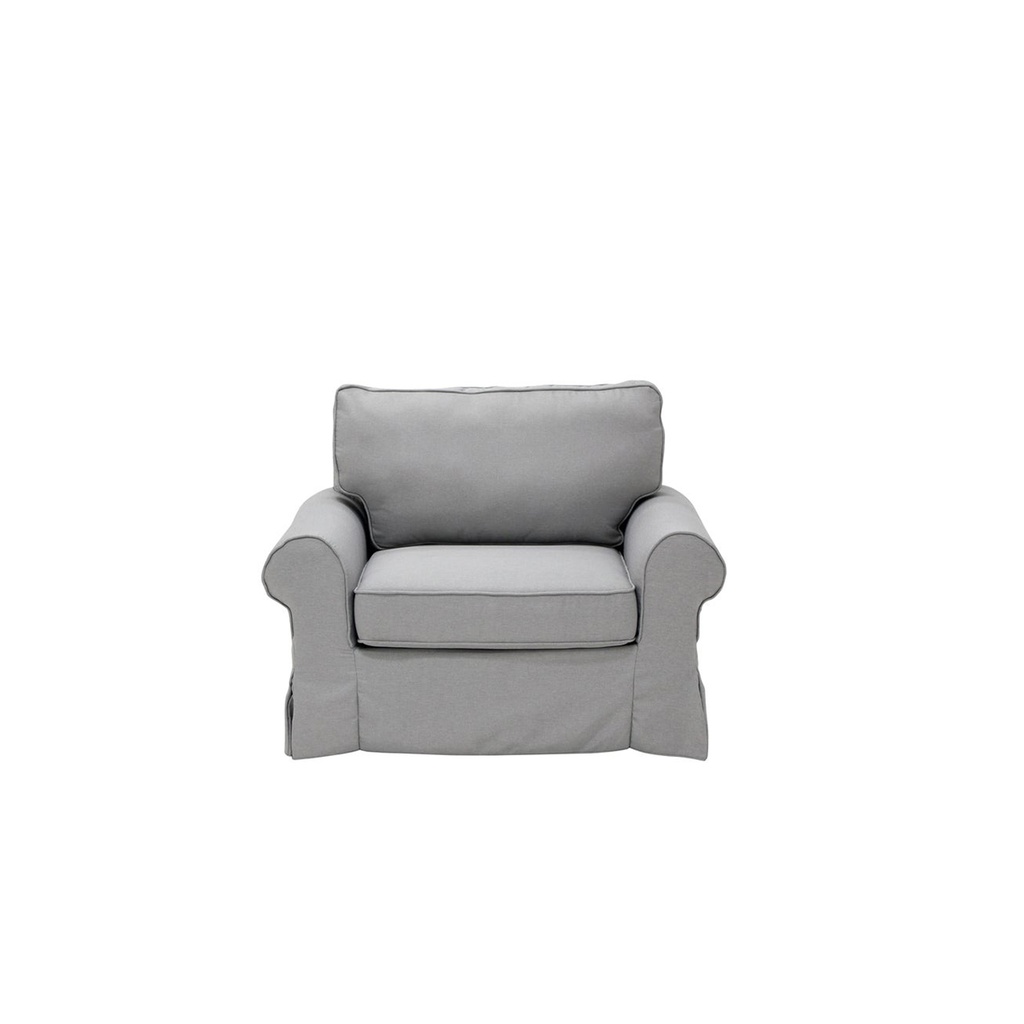 Rayna Sofa 1 Seater-Black Plastic Leg/Light Grey