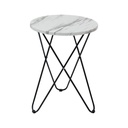 Lenix End Table-Black Steel/Wood/White Stone