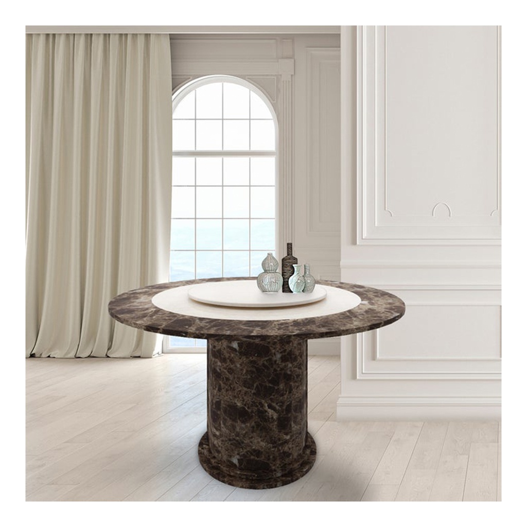 Firsttinum Dining Table A150-Brown/Cream/Brown Natural Stone