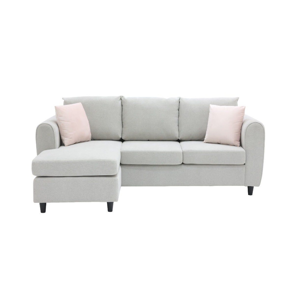 Lettie Sofa-Right Corner- Gray Fabric/Light Pink