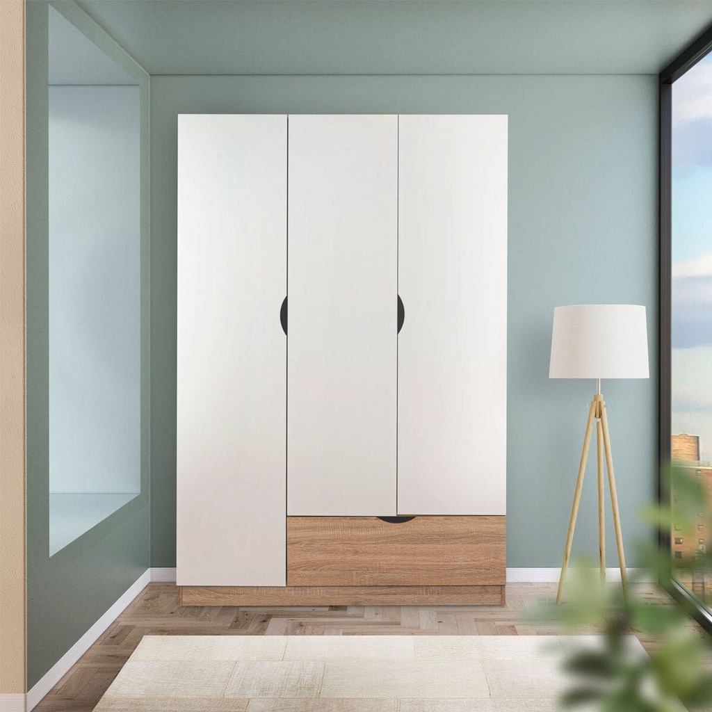 Havin Wardrobe WO120-1DW - Solid Oak/White