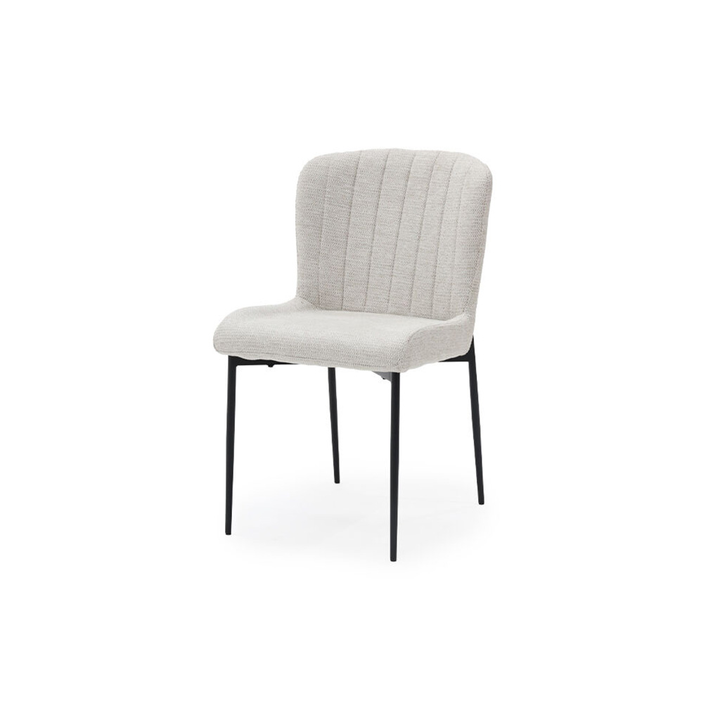 Montero-B Dining Chair-White Cream Fabric/Black Steel