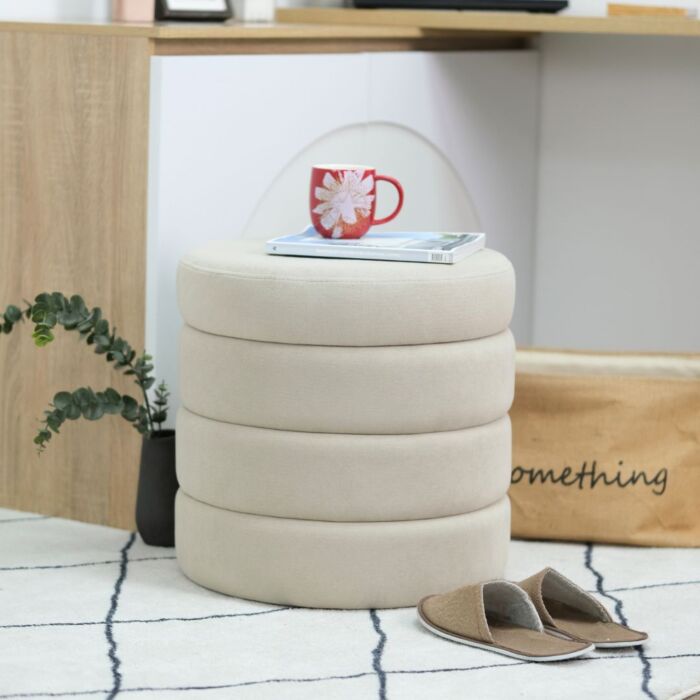 Round Storage Stool/Dinie/Cream