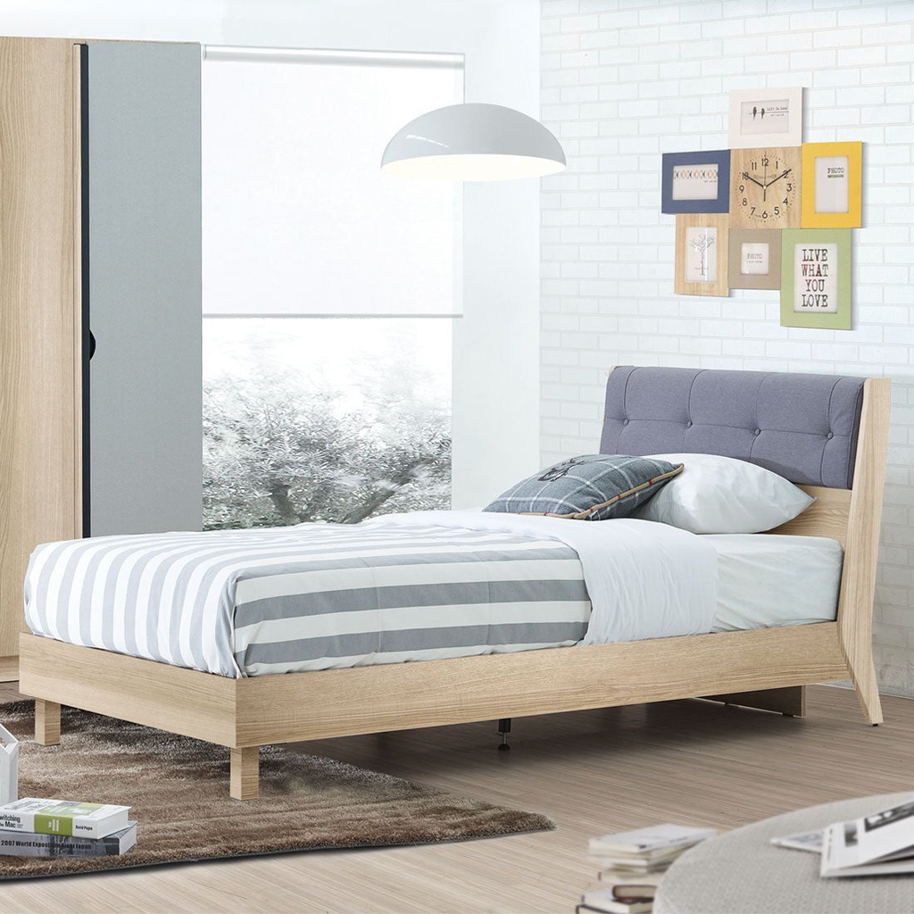 Bente - F Bed 3.5ft - Lindberg Oak/Grey