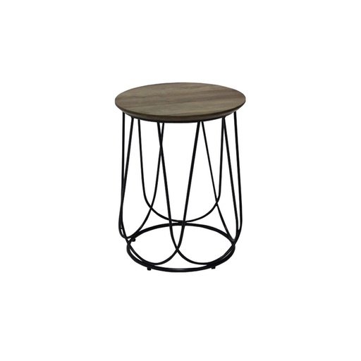 Sanity End Table D40 - Black Leg - Natural Wood