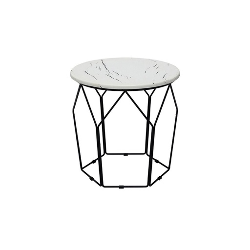 Scholar End Table D50 - Black Leg/White Stone