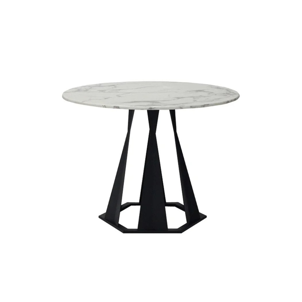 Hershy - A Dining Table - Black Steel/White Stone