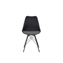 Ashira Dining Chair - Black Steel Leg - Black/Light Grey Fabric