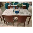 Waolin Dining Table A160 - White Stone Pattern - Walnut