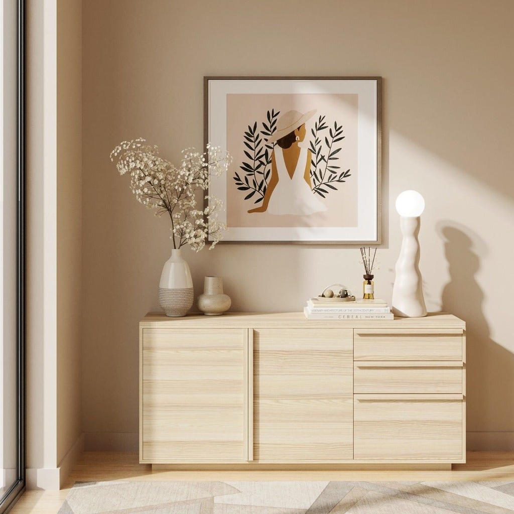 [19196344] Aleece Low Cabinet C150-Canyon Oak/White