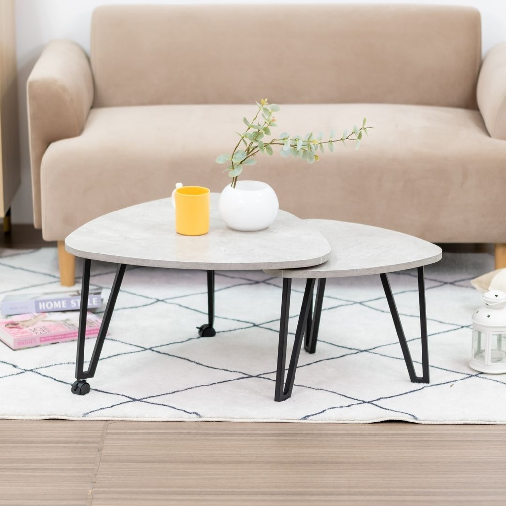[19235214] Grand Coffee Table - Grey Steel/Black Steel