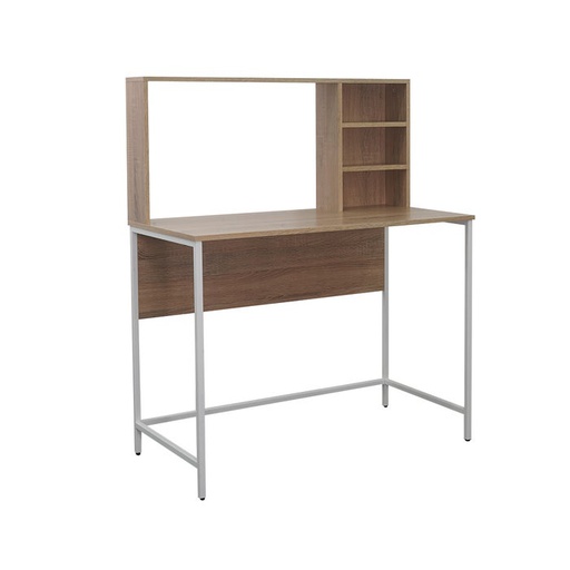 [19212210] Looms Sharo Desk 100-Solid Oak/White Steel Legs