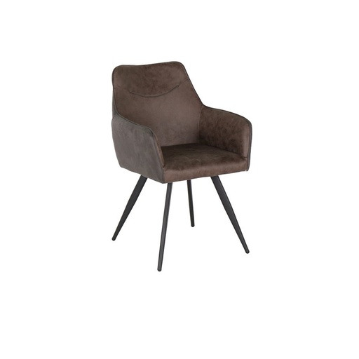 [19208567] Yago Dining Chair#X-2111/Black Steel Legs/Brown Gray