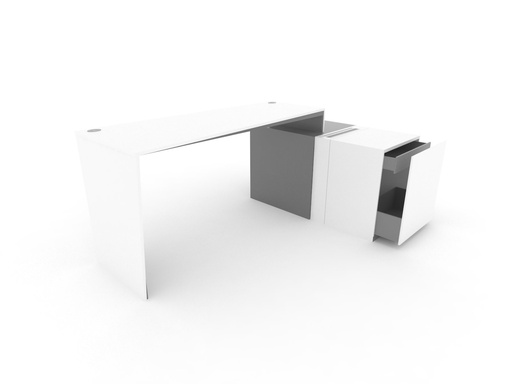 Trapez Office Executive Desk DKT150cm - White/Grey-Twist