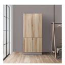 Contini Tall Cabinet CT80/DE01 - Cream Linen/Lindberg Oak