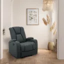 Moss Recliner/Dark Grey Leather Patterned Fabric/1RE