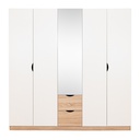 Havin Wardrobe 200cm Wide-Solid Oak/White Mirror