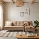 Yono Sofa Bed - Chromium/Brown Fabric/Corner