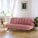 Janisa Sofa Bed - Brown Wood/Pink Velvet
