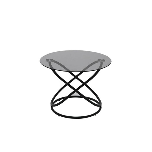 [19222330] Lefa Side Table - Black Steel - Dark Gray Glass