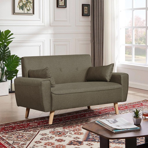 [19226622] Canbily Sofa 2Seater - Wood Pattern - Plastic Legs - Light Brown Fabric