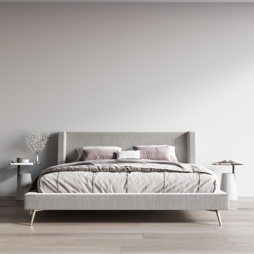[19213208] Flavio Bed 5ft - DE02/SR2 - Light Gray Fabric/MN