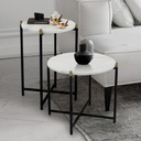 Banof End Table-D50-Black Steel/White Stone